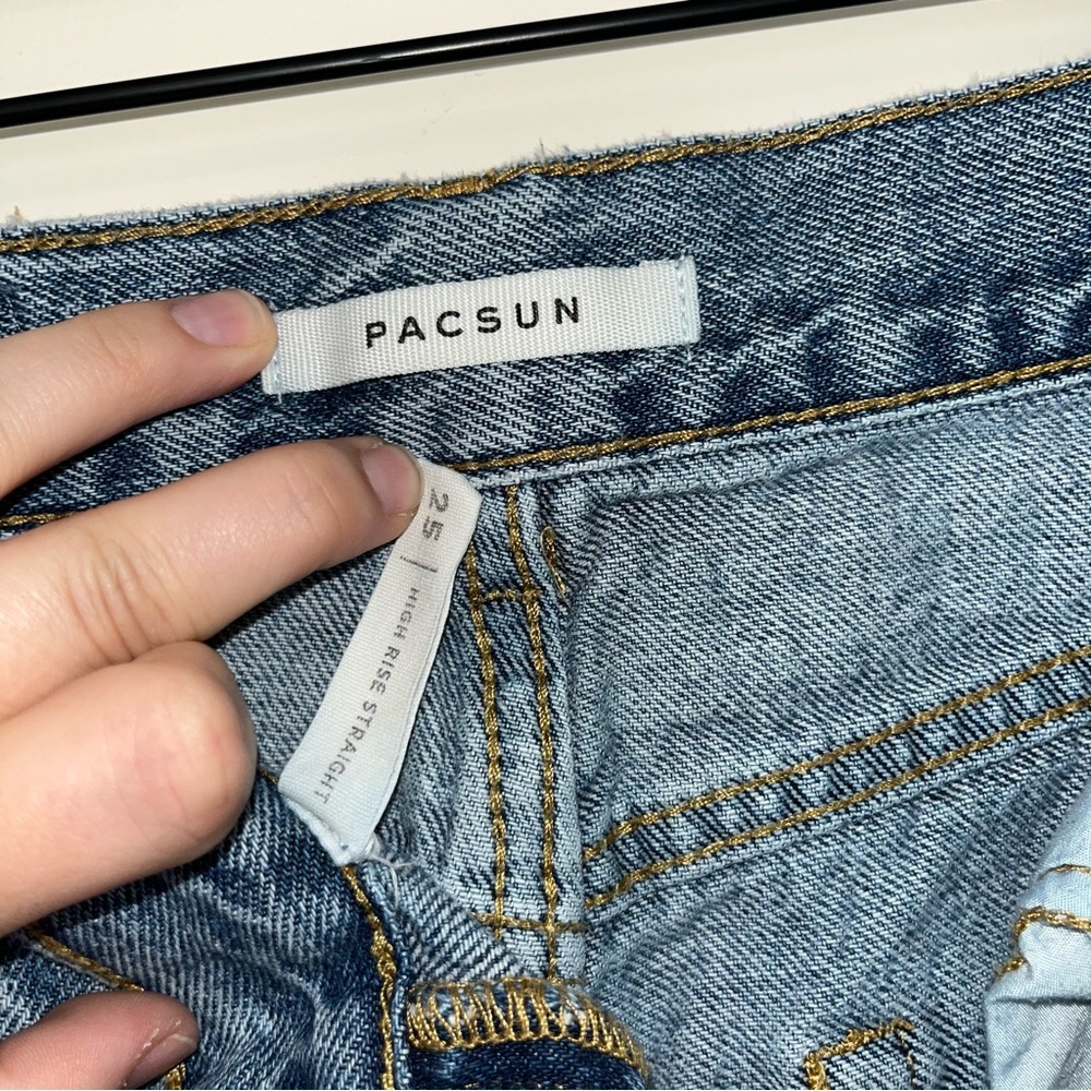 PacSun Distressed High Waisted Straight Leg Jeans - Picture 3 of 5